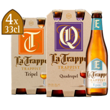 La Trappe Witte Trapist, Blond,
Tripel of Quadrupel
tray van 4 flesjes à 33 cl
La Trappe Epos O.O%
of Nillis O.O% flesje à 33 cl